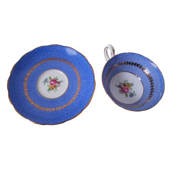 Vintage Blue Floral Tea Cup and Saucer Teacup Violets Westbrook Bone China - Picture 3 of 6